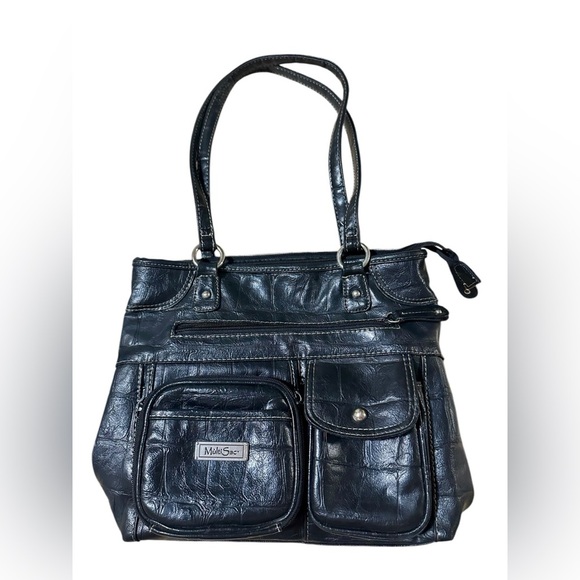 multisac Handbags - MultiSac Faux Embossed Leather Black Purse Shoulder Bag​